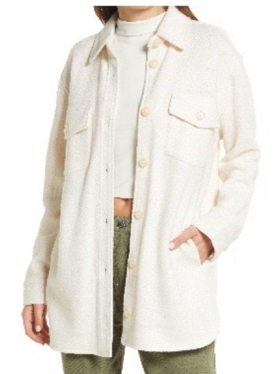 Thread & Supply Jackets & Blazers - Thread & Supply Off-White Button-Front Utility Shacket Size Large